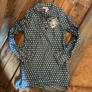 Matilda Jane girls size 14 denim polka dot tunic dress